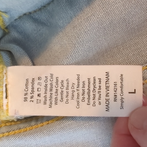 LuLaRoe Light Blue Denim Jacket with Floral Embroidery Size L - Picture 7 of 8